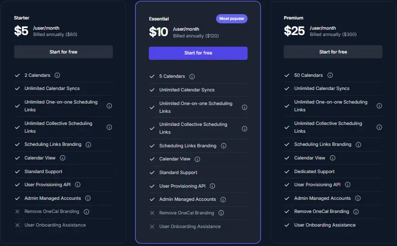 OneCal pricing โ starting at $5 per month for calendar synchronization